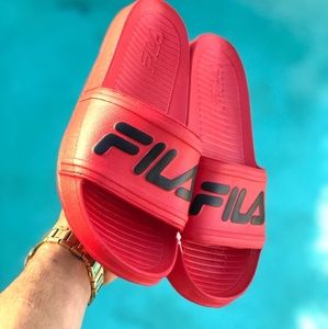 Unisex Red  FILA SLIDES